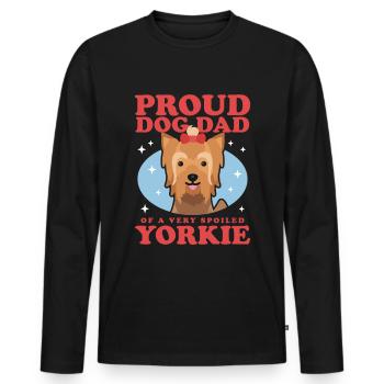 Yorkie Dad Yorkshire Terrier Dog Cadeau - T-shirt manches longues Premium bio Homme - noir - Devant - Nico (187cm)