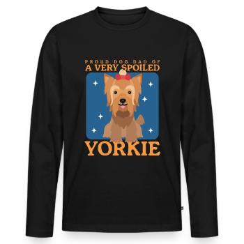 Yorkie Dad Yorkshire Terrier Dog Cadeau - T-shirt manches longues Premium bio Homme - noir - Devant - Nico (187cm)