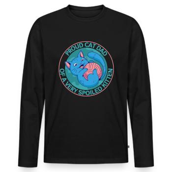Chat Papa Chaton Chat Propriétaire Cadeau - T-shirt manches longues Premium bio Homme - noir - Devant - Nico (187cm)