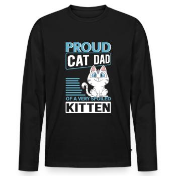 Chat Papa Propriétaire de chat Chat Chat Cadeau - T-shirt manches longues Premium bio Homme - noir - Devant - Nico (187cm)
