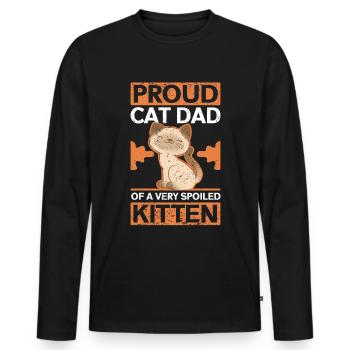 Chat Papa Chaton Propriétaire de chat Cadeau de chat - T-shirt manches longues Premium bio Homme - noir - Devant - Nico (187cm)