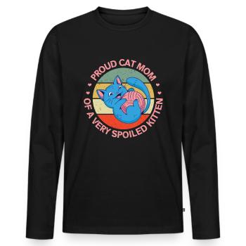 Chat Maman ChatOn Chat Propriétaire Cadeau - T-shirt manches longues Premium bio Homme - noir - Devant - Nico (187cm)