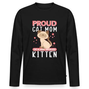 Chat Maman Chaton Propriétaire de chat Chat Cadeau - T-shirt manches longues Premium bio Homme - noir - Devant - Nico (187cm)