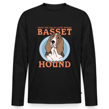 Basset Hound Papa Propriétaire de chien Propriétaire Cadeau - T-shirt manches longues Premium bio Homme - noir - Devant - Nico (187cm)