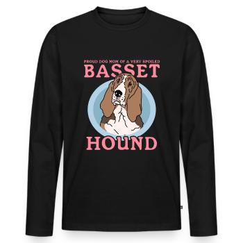 Basset Hound Mom Dog Owner Mistress Gift - Men's Premium Organic Long Sleeve Shirt - black - Front - Nico (187cm)