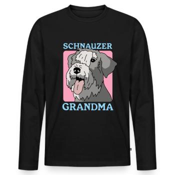 Schnauzer Grand-mère Maîtresse Chien Propriétaire Cadeau - T-shirt manches longues Premium bio Homme - noir - Devant - Nico (187cm)