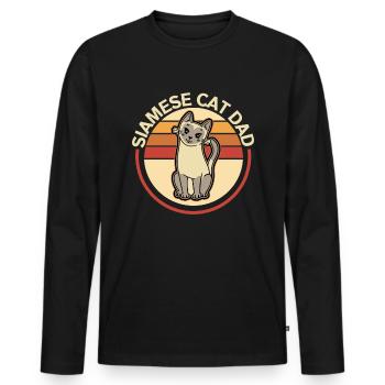 Siamese Cat Dad Cat Dad Cat Owner Gift - Men's Premium Organic Long Sleeve Shirt - black - Front - Nico (187cm)