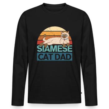 Chat siamois | Cadeau de propriétaire de chat - T-shirt manches longues Premium bio Homme - noir - Devant - Nico (187cm)