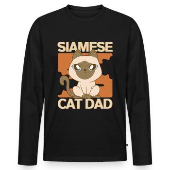 Siamese Cat Cat Papa Cat Owner Gift - Men's Premium Organic Long Sleeve Shirt - black - Front - Nico (187cm)