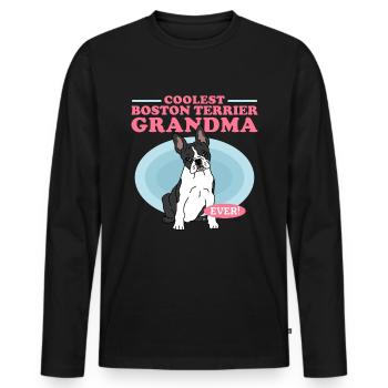 Boston Terrier Grand-mère | Cadeau de propriétaire de chien - T-shirt manches longues Premium bio Homme - noir - Devant - Nico (187cm)