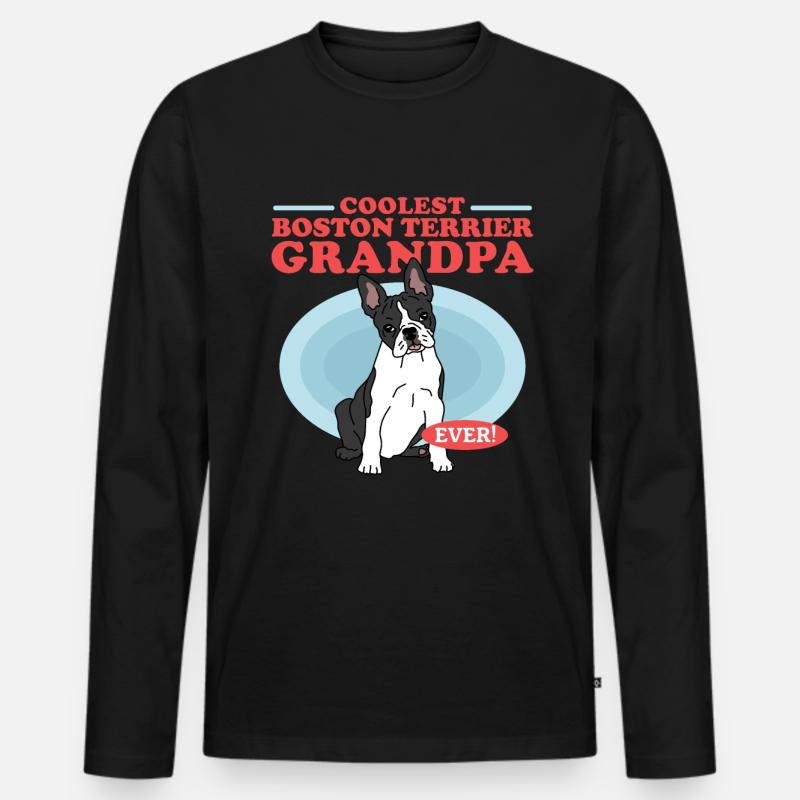 Boston Terrier Grandpa Hundehalter Geschenk - Männer Premium Bio Langarmshirt - Schwarz