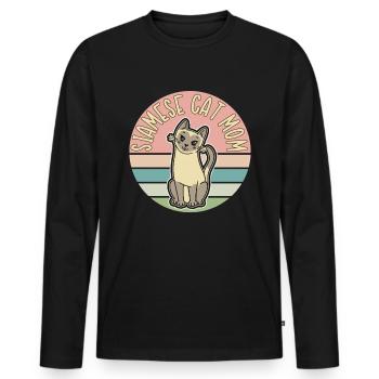 Siamese Cat Mom Cat Mom Cat Owner Gift - Men's Premium Organic Long Sleeve Shirt - black - Front - Nico (187cm)