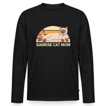 Siamese Cat Cat Mom Cat Owner Gift - Men's Premium Organic Long Sleeve Shirt - black - Front - Nico (187cm)