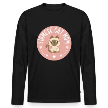 Siamese Cat Mom Cat Owner Cat Mom Gift - Men's Premium Organic Long Sleeve Shirt - black - Front - Nico (187cm)