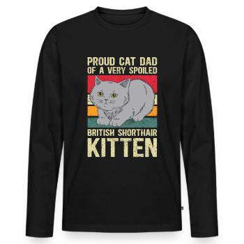 British Shorthair Papa Chat Cadeau - T-shirt manches longues Premium bio Homme - noir - Devant - Nico (187cm)