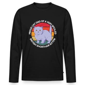 British Shorthair Dad Cats Cadeau - T-shirt manches longues Premium bio Homme - noir - Devant - Nico (187cm)