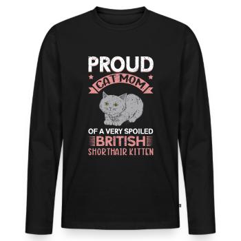 British Shorthair Mom Cats Cadeau - T-shirt manches longues Premium bio Homme - noir - Devant - Nico (187cm)