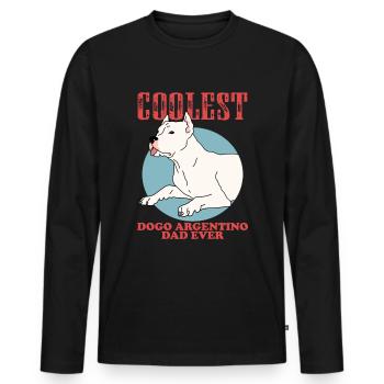 Dogo Argentino Papa Chien Propriétaire Chien Cadeau - T-shirt manches longues Premium bio Homme - noir - Devant - Nico (187cm)