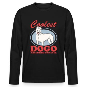 Dogo Argentino Papa | Cadeau de propriétaire de chien de chien - T-shirt manches longues Premium bio Homme - noir - Devant - Nico (187cm)