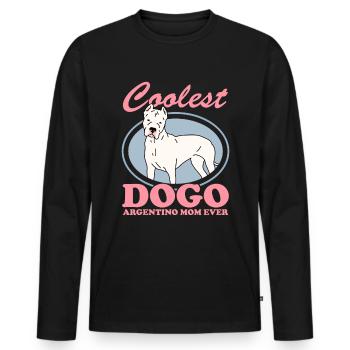 Dogo Argentino Maman | Cadeau de propriétaire de chien de chien - T-shirt manches longues Premium bio Homme - noir - Devant - Nico (187cm)
