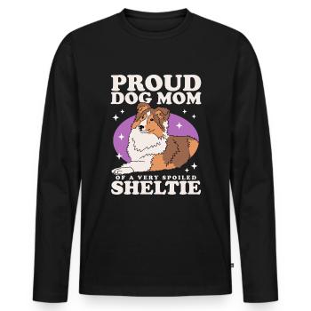 Sheltie Maman Shetland Sheepdog Dog Cadeau - T-shirt manches longues Premium bio Homme - noir - Devant - Nico (187cm)