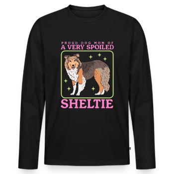 Sheltie Maman | Shetland Sheepdog Dog Cadeau - T-shirt manches longues Premium bio Homme - noir - Devant - Nico (187cm)