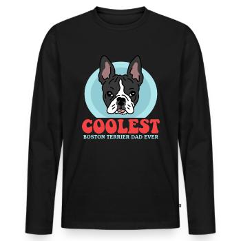 Boston Terrier Dad Bostie Dog Owner Gift - Men's Premium Organic Long Sleeve Shirt - black - Front - Nico (187cm)