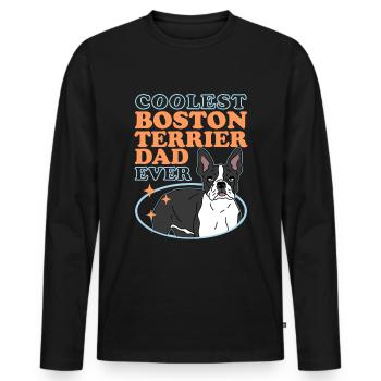Boston Terrier Dad Dog Owner Bostie Gift - Men's Premium Organic Long Sleeve Shirt - black - Front - Nico (187cm)