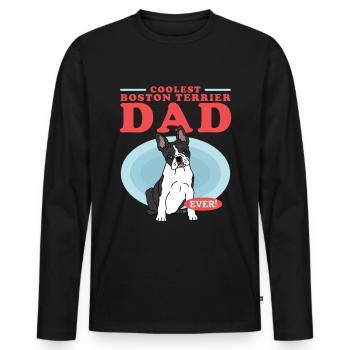 Boston Terrier Papa Chien Propriétaire De Chien Cadeau - T-shirt manches longues Premium bio Homme - noir - Devant - Nico (187cm)