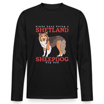 Shetland Sheepdog Dad | Sheltie Hunde Geschenk - Männer Premium Bio Langarmshirt - Schwarz - Vorne - Nico (187cm)