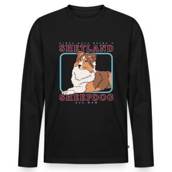 Shetland Sheepdog Maman Sheltie Dog Cadeau - T-shirt manches longues Premium bio Homme - noir - Devant - Nico (187cm)