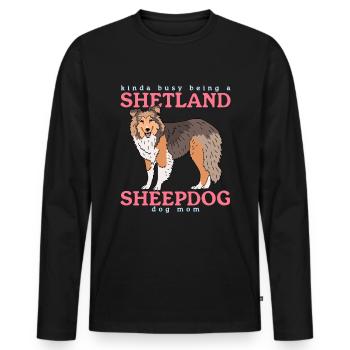 Maman Berger des Shetland | Cadeau de chien Sheltie - T-shirt manches longues Premium bio Homme - noir - Devant - Nico (187cm)