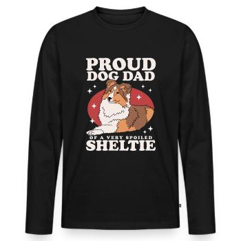 Cadeau de chien de berger Shetland papa Sheltie - T-shirt manches longues Premium bio Homme - noir - Devant - Nico (187cm)