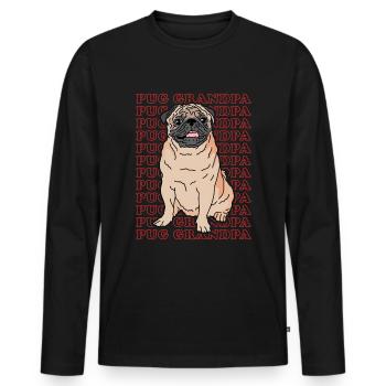 Carlin Grand-père Propriétaire de chien Chien Papa Cadeau - T-shirt manches longues Premium bio Homme - noir - Devant - Nico (187cm)