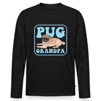 Carlin Grand-père Propriétaire de chien Chien Papa Cadeau - T-shirt manches longues Premium bio Homme - noir - Devant - Nico (187cm)
