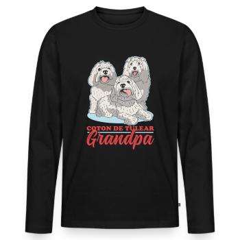 Coton de Tuléar Grand-père Propriétaire de Chien Cadeau - T-shirt manches longues Premium bio Homme - noir - Devant - Nico (187cm)