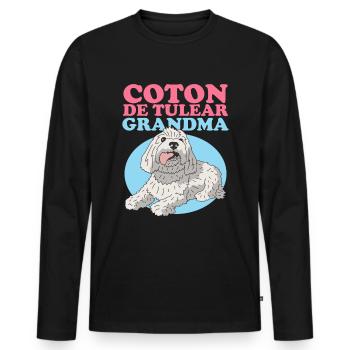 Coton de Tuléar Grand-mère Propriétaire de Chien Cadeau - T-shirt manches longues Premium bio Homme - noir - Devant - Nico (187cm)