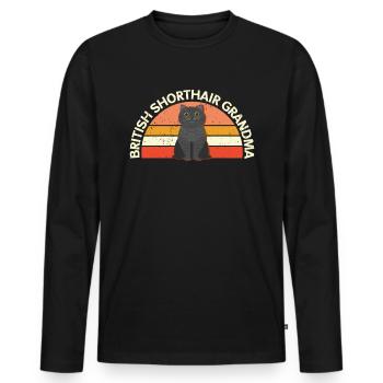 Grand-mère britannique à poil court | Cadeau maman chat - T-shirt manches longues Premium bio Homme - noir - Devant - Nico (187cm)