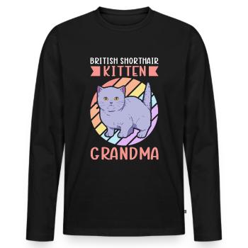 Grand-mère britannique à poil court | Cadeau maman chat - T-shirt manches longues Premium bio Homme - noir - Devant - Nico (187cm)