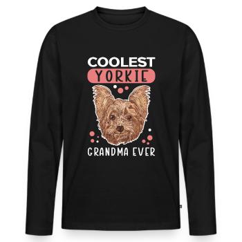 Grand-mère Yorkie | Yorkshire Terrier Dog Cadeau - T-shirt manches longues Premium bio Homme - noir - Devant - Nico (187cm)