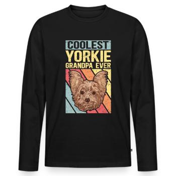 Yorkie Grandpa Yorkshire Terrier Dog Cadeau - T-shirt manches longues Premium bio Homme - noir - Devant - Nico (187cm)