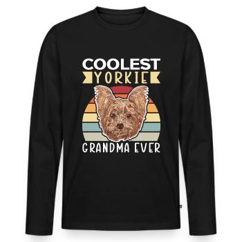 Yorkie Grandma Yorkshire Terrier Cadeau chien - T-shirt manches longues Premium bio Homme - noir - Devant - Nico (187cm)
