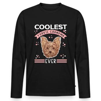 Yorkie Grandma Dogs Yorkshire Terrier Gift - Men's Premium Organic Long Sleeve Shirt - black - Front - Nico (187cm)