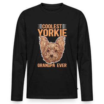 Yorkie Grand-père | Yorkshire Terrier Dog Cadeau - T-shirt manches longues Premium bio Homme - noir - Devant - Nico (187cm)