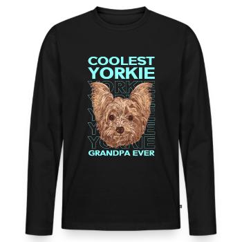 Yorkie Grandpa Dogs Yorkshire Terrier Cadeau - T-shirt manches longues Premium bio Homme - noir - Devant - Nico (187cm)