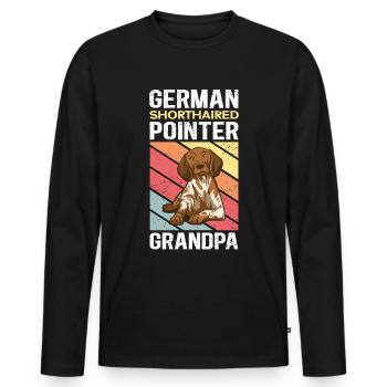 Cadeau allemand de propriétaire de chien de grand-père à poil court - T-shirt manches longues Premium bio Homme - noir - Devant - Nico (187cm)