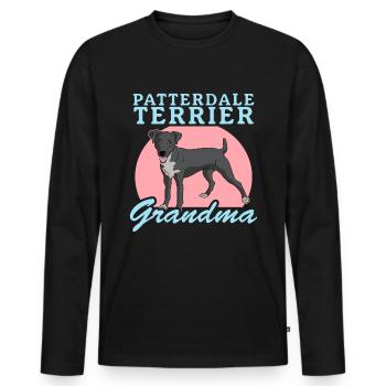 Patterdale Terrier Grandma Dog Owner Gift - Men's Premium Organic Long Sleeve Shirt - black - Front - Nico (187cm)