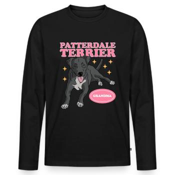 Patterdale Terrier Grandma | Dog Owner Gift - Men's Premium Organic Long Sleeve Shirt - black - Front - Nico (187cm)