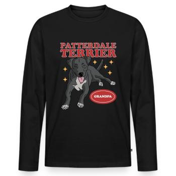 Patterdale Terrier Grandpa | Dog Owner Gift - Men's Premium Organic Long Sleeve Shirt - black - Front - Nico (187cm)