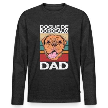 Grand Danois Papa Dogue de Bordeaux Cadeau - T-shirt manches longues Premium bio Homme - anthracite chiné - Devant - Nico (187cm)